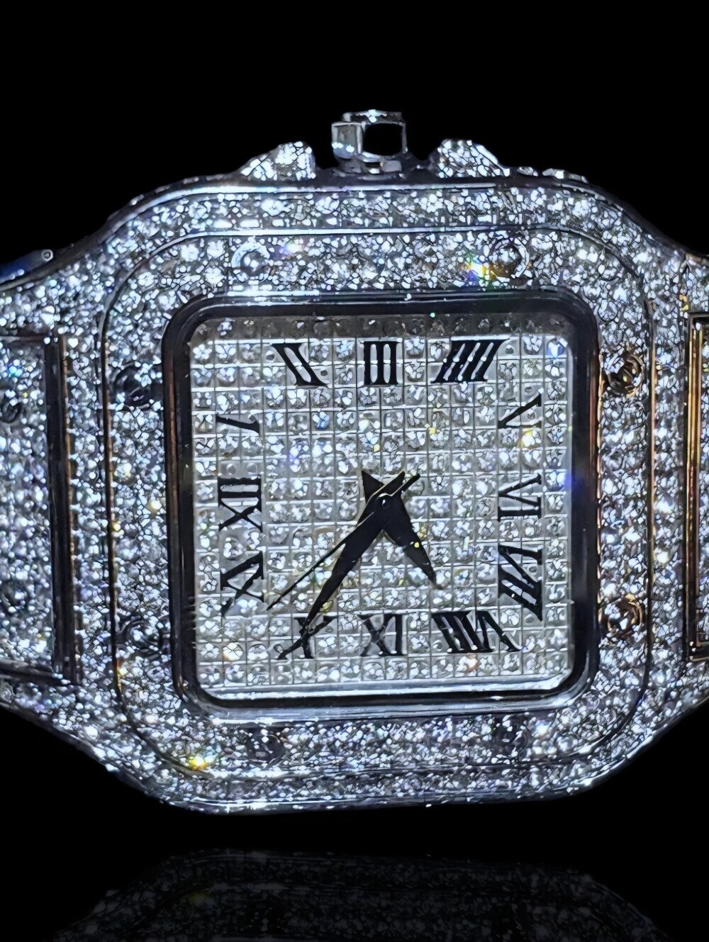 Iced Out VVS Square Roman Dial Gold | Stainless Steel Bust Down Watch (NWOT)